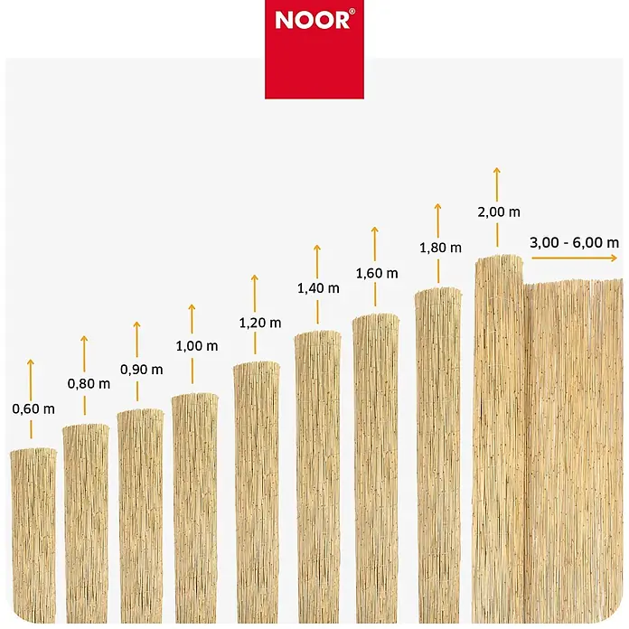 NOOR Sichtschutzelement ST. TROPEZ Schilfrohrmatte - Naturmaterialien, Natur - Natur-Schilfrohrmatten in verschiedenen Höhen (0,60-2,00 m) und Längen (3,00-6,00 m).