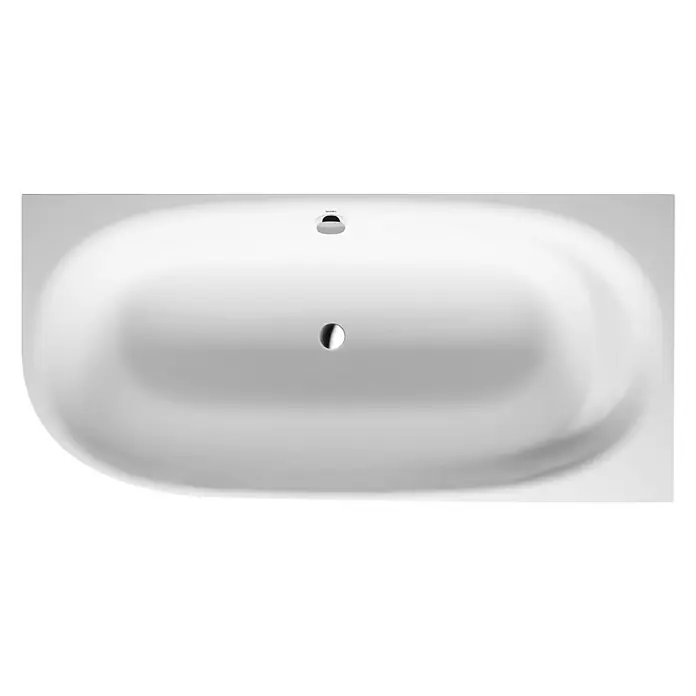 Duravit Cape Cod Badewanne - 190 x 90 cm, Mineralguss, Weiß, Rechts - Draufsicht auf eine Badewanne in Weiß. Elegantes Design mit abgerundeten Kanten und Armaturen. Perfekt für ein entspannendes Badeerlebnis.