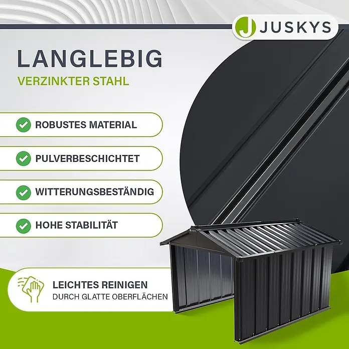 Juskys Mähroboter-Garage Mähroboter Garage - L x B x H: 98 x 89 x 63 cm, Anthrazit, Mähroboter - Dunkelgrauer Geräteschuppen aus verzinktem Stahl, pulverbeschichtet und wetterfest.