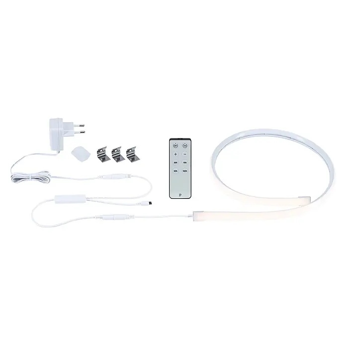 Paulmann SimpLED LED-Stripes Delta Tube Set - Länge: 1 m, Warmweiß, 4,5 W, 450 lm - Weißes LED-Lichtband-Set mit Fernbedienung, Netzteil, Anschlusskabeln und Montageclips.