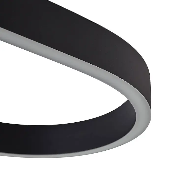 Lucande Pendelleuchte Melinay - L x B x H: 110 x 32 x 4,5 cm, schwarz, Schwarz - Moderne gebogene LED-Leuchte mit dunkelgrauem Rahmen und beleuchtetem weißem Streifen.