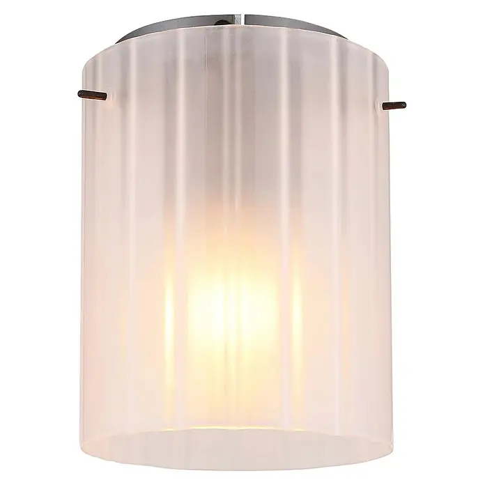 Globo Plafón - 40 W, Ø x Al: 180 x 230 mm, Blanco mate, E27 - Pantalla de lámpara cilíndrica de vidrio esmerilado y acanalado con parte superior metálica, que emite un brillo cálido.