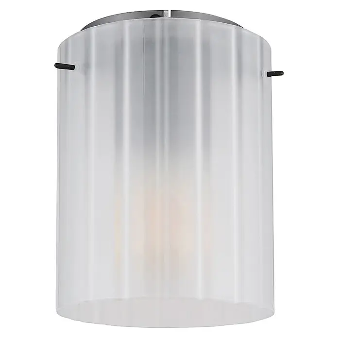 Globo Plafón - 40 W, Ø x Al: 180 x 230 mm, Blanco mate, E27 - Pantalla de lámpara cilíndrica de vidrio esmerilado acanalado con accesorios de metal oscuro.