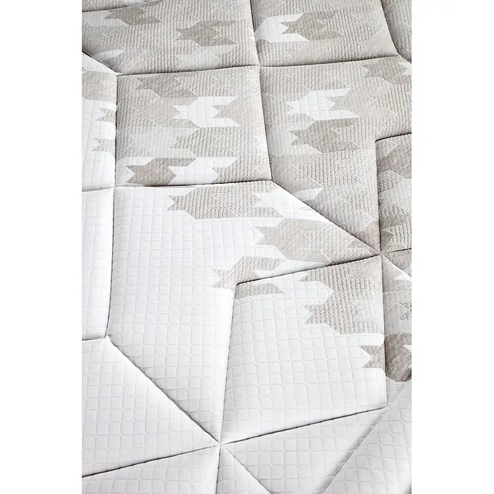 Nonnos Bedding Colchón Memory Spring - Largo: 200 cm, Ancho: 160 cm, Altura: 29 cm, Viscoelástica - Superficie de colchón acolchada con patrones geométricos blancos y gris claro.