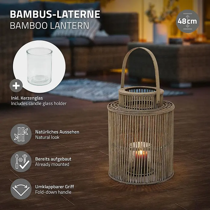ECD Germany Windlicht Boho Bambus Laterne online kaufen bei BAUHAUS