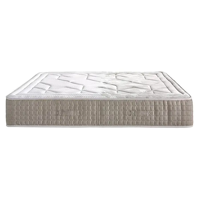 Nonnos Bedding Colchón Memory Spring - Largo: 200 cm, Ancho: 160 cm, Altura: 29 cm, Viscoelástica - Colchón blanco acolchado con paneles laterales gris claro y asas de transporte.