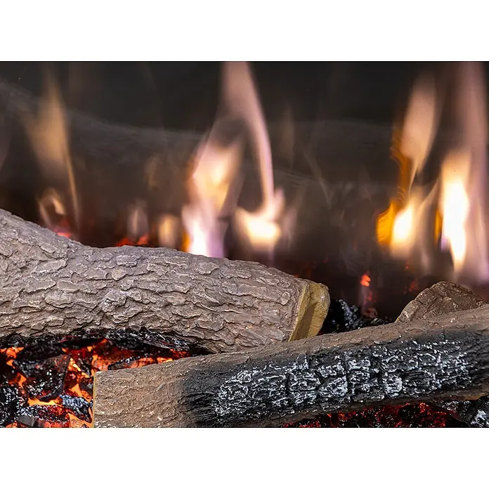 Charlton & Jenrick Chimenea eléctrica GO ECO MW 100 - Negro, 100 cm, 1.500 W - Leños de cerámica artificiales para chimenea con llamas vibrantes y brasas ardientes.