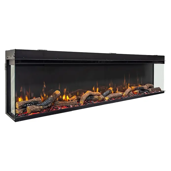 Charlton & Jenrick Chimenea eléctrica GO ECO MW 180 - Negro, 180 cm, 1.500 W - Chimenea eléctrica negra lineal y elegante con efecto de llama realista, leños artificiales y brasas brillantes.