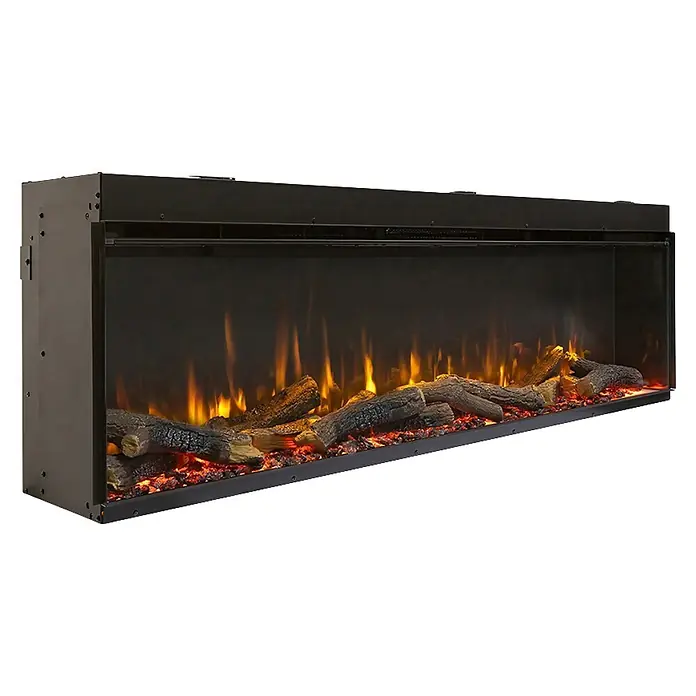 Charlton & Jenrick Chimenea eléctrica GO ECO MW 150 - Negro, 150 cm, 1.500 W - Chimenea eléctrica empotrada negra con efectos de llama realistas y troncos artificiales.