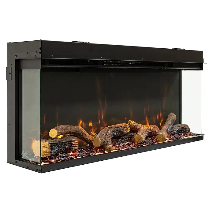 Charlton & Jenrick Chimenea eléctrica GO ECO MW 100 - Negro, 100 cm, 1.500 W - Chimenea eléctrica negra con frontal y laterales de cristal, con leños, brasas y efectos de llama realistas.