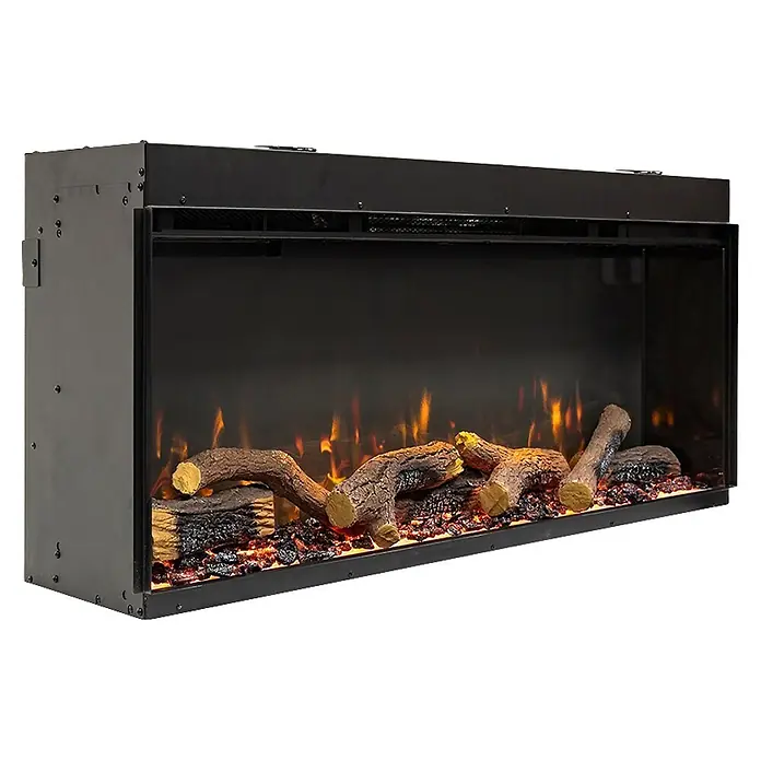 Charlton & Jenrick Chimenea eléctrica GO ECO MW 100 - Negro, 100 cm, 1.500 W - Inserto de chimenea eléctrica negro con troncos artificiales, brasas incandescentes y llamas realistas.