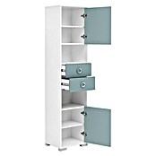 Schildmeyer Kimi Hochschrank (33 x 40 x 172 cm, Weiß, Taubenblau)