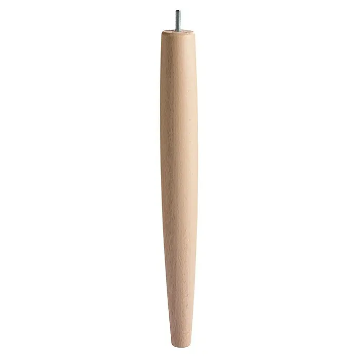 Rei Pata para muebles Arlo - Ø x Al: 4,6 x 72 cm, Capacidad de carga: 250 kg, Madera - Una pata de madera clara para muebles con un tornillo en la parte superior, ideal para proyectos de bricolaje y reparaciones de muebles.