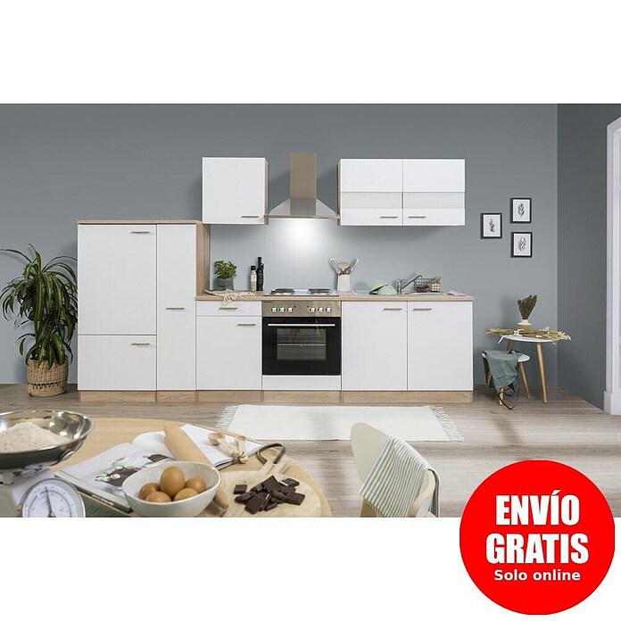 Respekta Cocina modular completa Merle (Ancho: 300 cm, Blanco, Sin electrodomésticos) | BAUHAUS