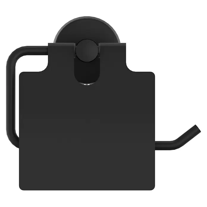 Camargue Paris Black Toilettenpapierhalter - L x B x H: 16,5 x 14 x 7 cm, Edelstahl, Schwarz - Schwarzer Toilettenpapierhalter mit integrierter Ablagefläche, zur Wandmontage.
