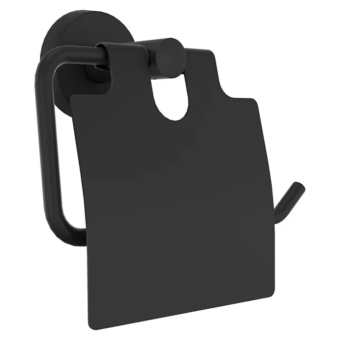 Camargue Paris Black Toilettenpapierhalter - L x B x H: 16,5 x 14 x 7 cm, Edelstahl, Schwarz - Matter schwarzer Toilettenpapierhalter aus Metall mit rechteckiger Abdeckung.