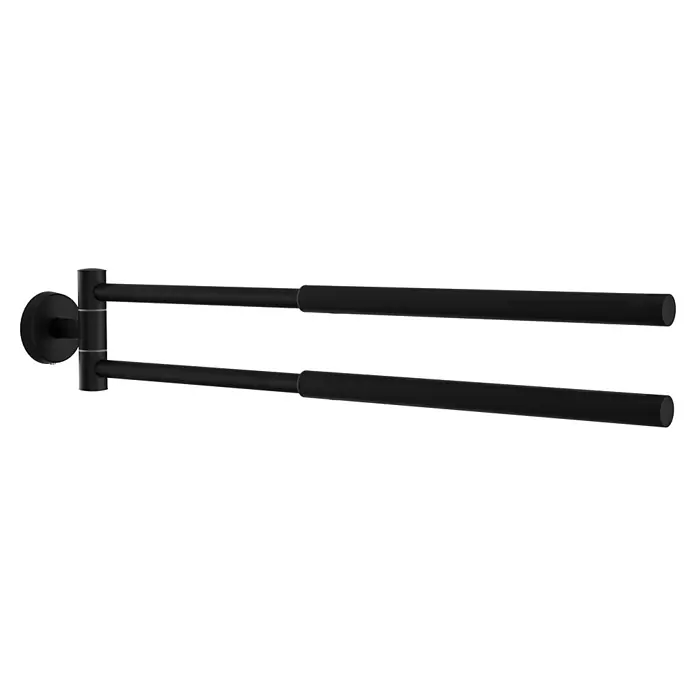 Camargue Paris Black Handtuchstange - Breite: 5,8 cm, Schwarz, Matt, Ausziehlänge: 29 cm - 50 cm - Schwarzer schwenkbarer Handtuchhalter mit zwei Armen.