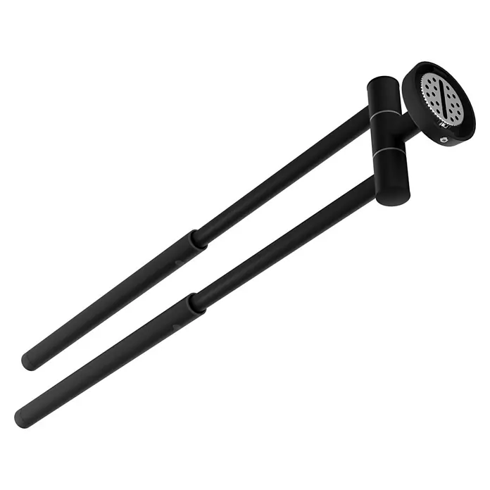 Camargue Paris Black Handtuchstange - Breite: 5,8 cm, Schwarz, Matt, Ausziehlänge: 29 cm - 50 cm - Moderner schwarzer Handbrausekopf mit zwei langen Griffen und einer silbernen Lochplatte.