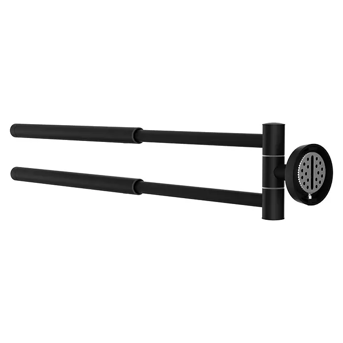 Camargue Paris Black Handtuchstange - Breite: 5,8 cm, Schwarz, Matt, Ausziehlänge: 29 cm - 50 cm - Schwarze wandmontierte Klimmzugstange mit zwei horizontalen Griffen und einem Getriebemechanismus.