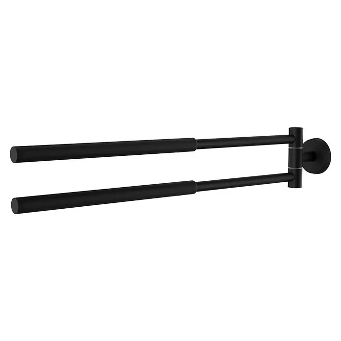Camargue Paris Black Handtuchstange - Breite: 5,8 cm, Schwarz, Matt, Ausziehlänge: 29 cm - 50 cm - Matt schwarzer, schwenkbarer Handtuchhalter mit zwei Stangen zur Wandmontage.