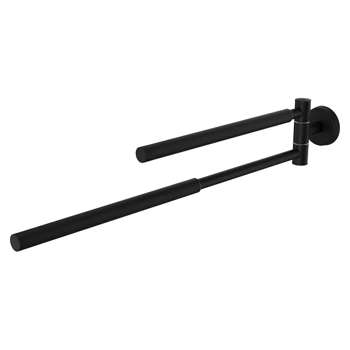 Camargue Paris Black Handtuchstange - Breite: 5,8 cm, Schwarz, Matt, Ausziehlänge: 29 cm - 50 cm - Mattschwarzer doppelter schwenkbarer Handtuchhalter für das Badezimmer.