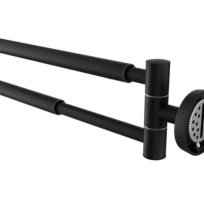 Camargue Paris Black Handtuchstange - Breite: 5,8 cm, Schwarz, Matt, Ausziehlänge: 29 cm - 50 cm - Schwarzer, mehrfach gelenkiger Topffüllhahn mit silberfarbenem, texturiertem Ende.