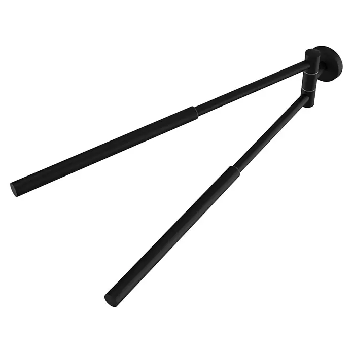Camargue Paris Black Handtuchstange - Breite: 5,8 cm, Schwarz, Matt, Ausziehlänge: 29 cm - 50 cm - Schwarzer doppelter schwenkbarer Handtuchhalter.