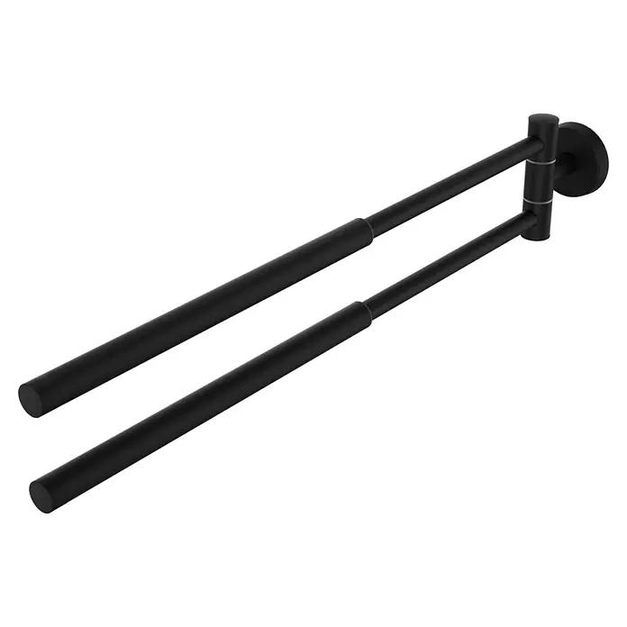 Camargue Paris Black Handtuchstange - Breite: 5,8 cm, Schwarz, Matt, Ausziehlänge: 29 cm - 50 cm - Schwarzer drehbarer Doppeltuchhalter.