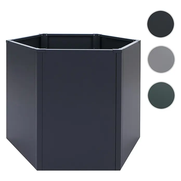 Proregal Hochbeet Metallhochbeet - Metall, Grau - Dunkelgraues sechseckiges Hochbeet aus Metall mit glatter Oberfläche, ideal zum Gärtnern.