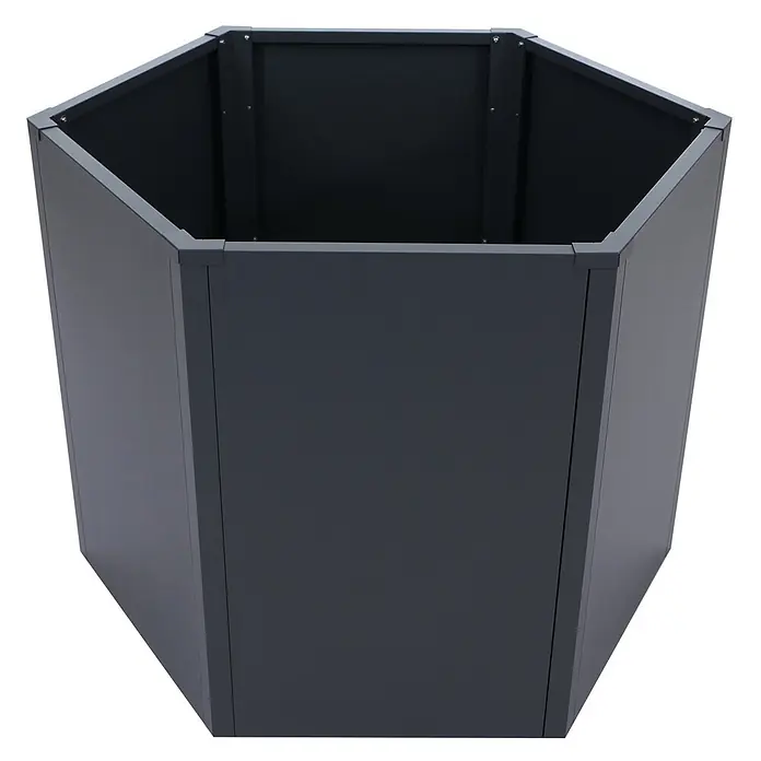 Proregal Hochbeet Metallhochbeet - Metall, Grau - Dunkelgraues sechseckiges Metall-Hochbeet.