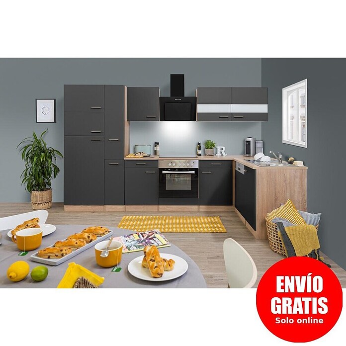 Respekta Cocina esquinera (172 x 310 cm, Gris)