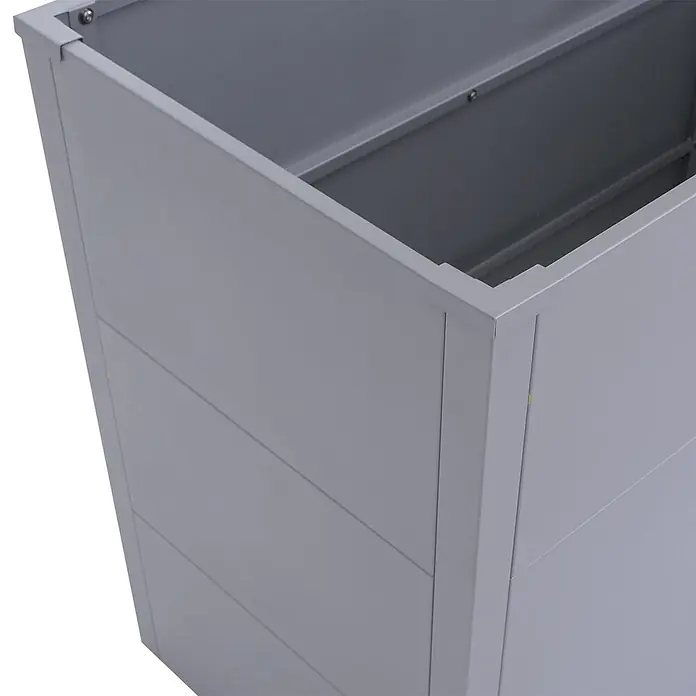 Proregal Hochbeet Metallhochbeet - Metall, Grau - Grauer, rechteckiger Metallpflanzkasten oder Aufbewahrungsbox mit horizontaler Verkleidung, oben offen.