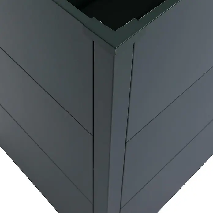 Proregal Hochbeet Metallhochbeet - Metall, Grün - Anthrazitgrauer Pflanzkübel mit schrägen Lamellenwänden.