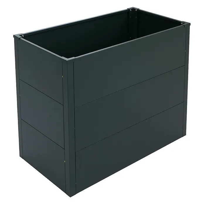 Proregal Hochbeet Metallhochbeet - Metall, Grün - Dunkelgraues rechteckiges Hochbeet aus Metall mit Paneel-Design.