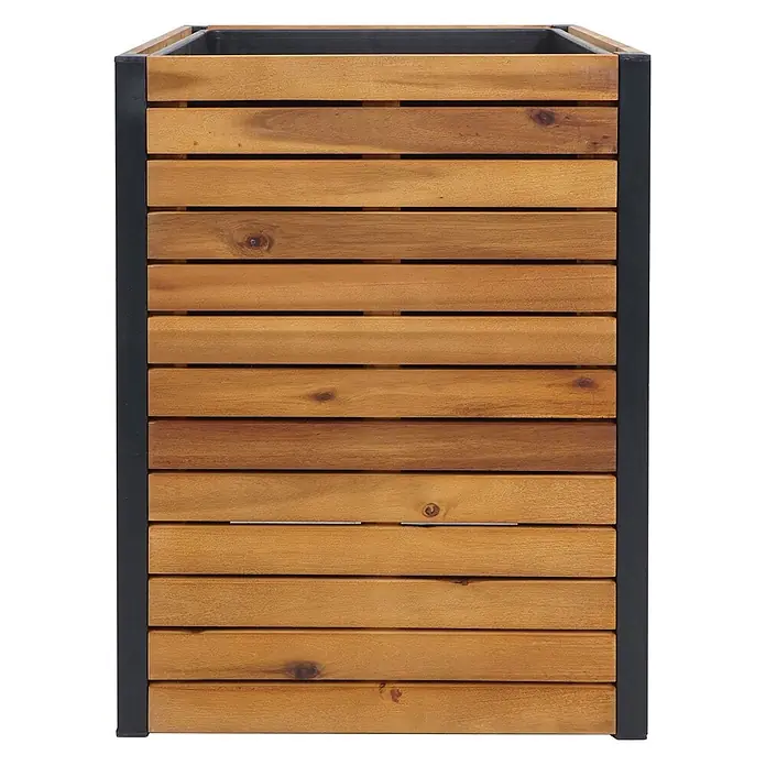 Proregal Hochbeet Pflanzkasten aus Holz - Holz, Braun - Holz-Pflanzkasten mit dunklem Metallrahmen und schwarzem Einsatz.