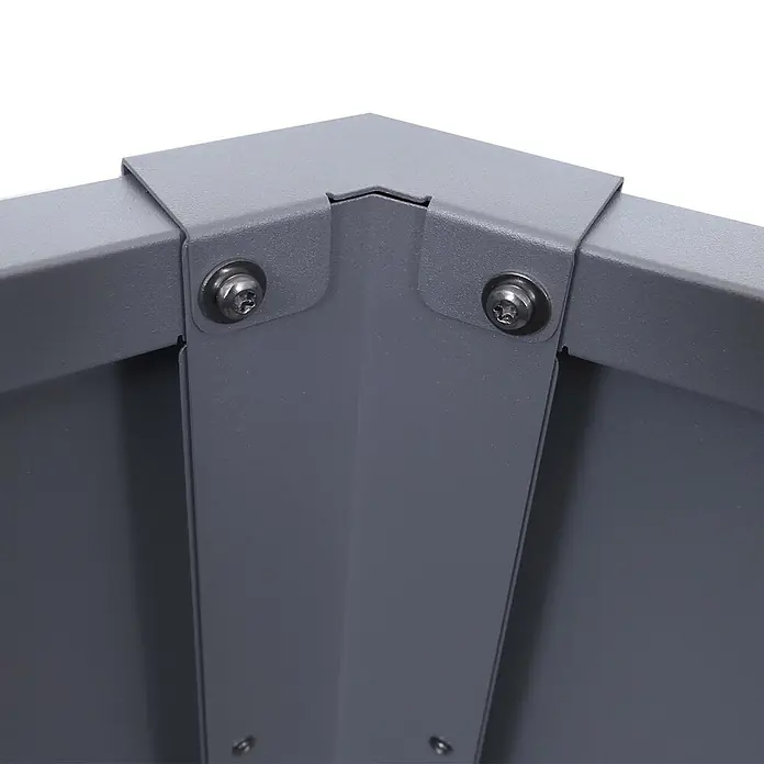 Proregal Hochbeet Metallhochbeet - Metall, Grau - Graue Metallecke eines Hochbeets oder Schuppens, mit zwei sichtbaren Schrauben befestigt.