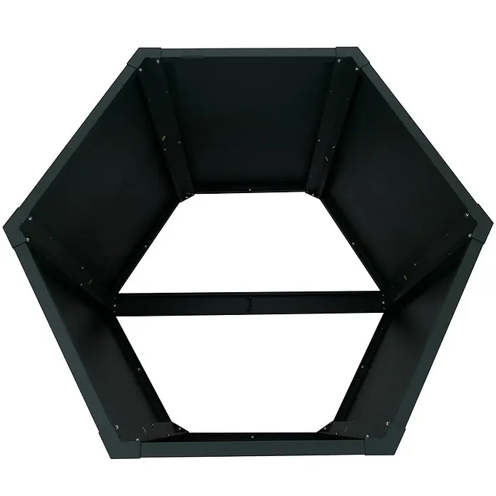 Proregal Hochbeet Metallhochbeet - Metall, Grün - Anthrazitfarbenes, sechseckiges Metall-Hochbeet, von oben gesehen, mit Mittelstrebe.