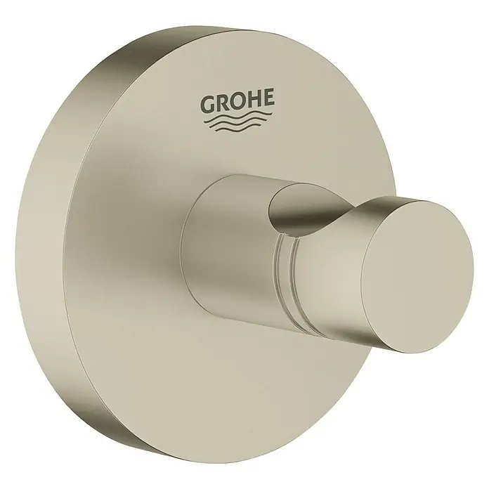 Grohe Essentials Bademantelhaken - Nickel, Matt - Grohe Essentials Authentic Bademantelhaken in gebürstetem Nickel für eine stilvolle Badezimmeraufbewahrung.