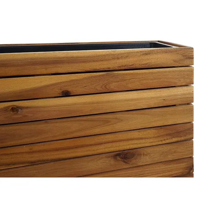 Proregal Hochbeet Pflanzkasten eckig - Holz, Braun - Rechteckiger Pflanzkasten aus Holz mit Lamellen und schwarzem Inneneinsatz.