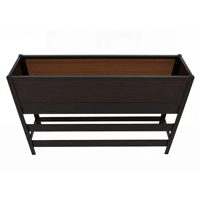 Proregal Hochbeet aus Aluminium transparent - Metall, Braun - Dunkelbraunes geripptes Hochbeet mit hellerem Innenraum auf passendem dunklen Gestell.