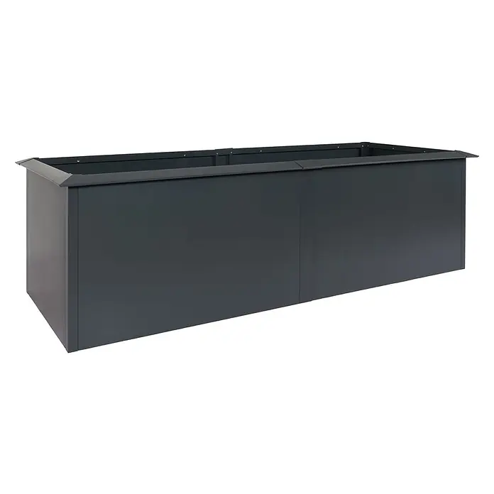 Proregal Hochbeet mit Schneckenkante - Metall, Grau - Anthrazitfarbener, rechteckiger Metall-Pflanzkasten.
