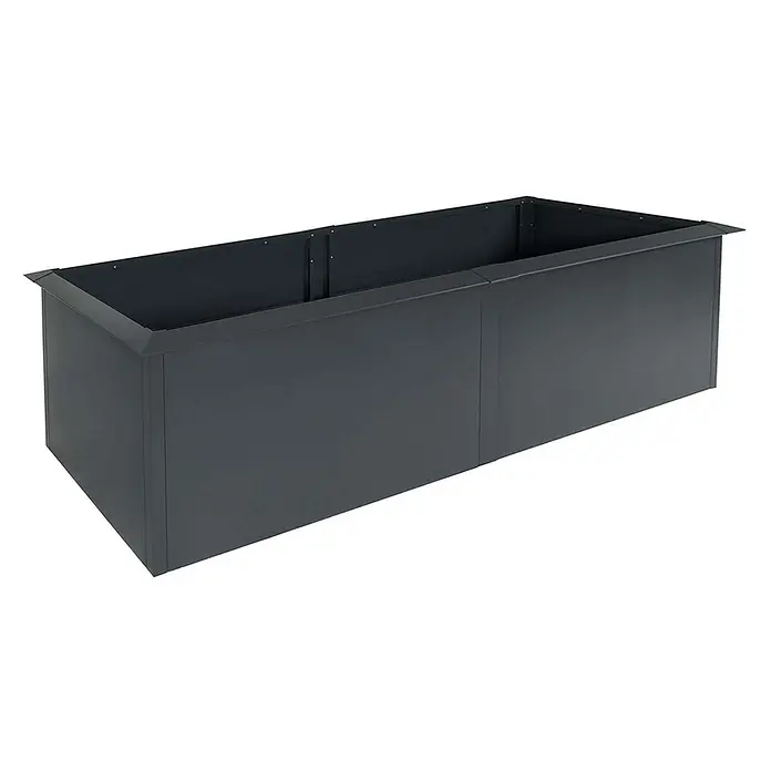 Proregal Hochbeet mit Schneckenkante - Metall, Grau - Langes, dunkelgraues Hochbeet aus Metall mit verstärktem Oberrand, ideal zum Pflanzen.