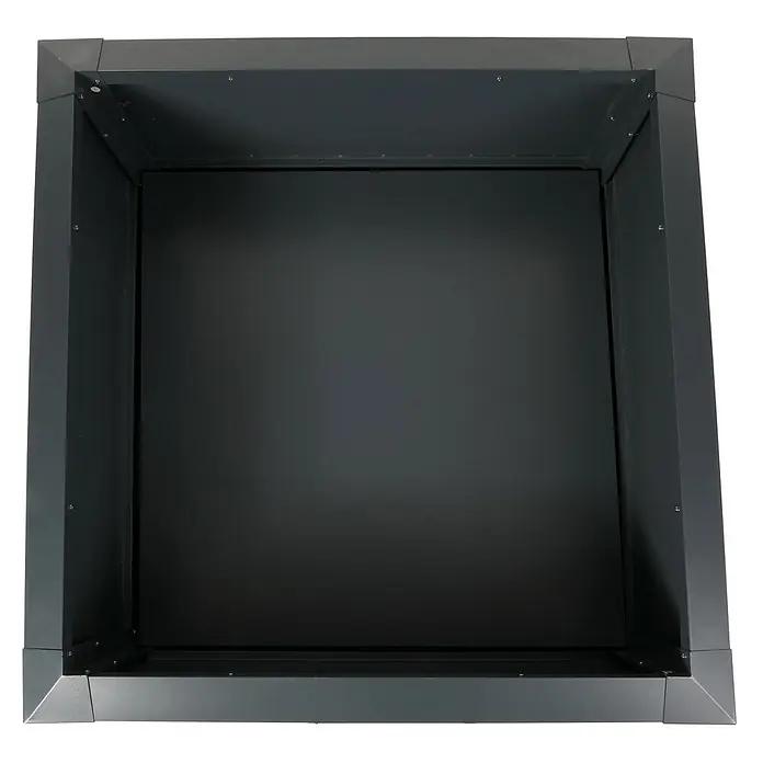 Proregal Hochbeet mit Schneckenkante - 110 x 110 x 78 cm, Metall, Grau - Dunkelgraues quadratisches Metall-Hochbeet, Innenansicht von oben.
