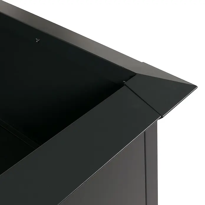 Proregal Hochbeet mit Schneckenkante - 110 x 110 x 78 cm, Metall, Grau - Dunkelgraue Metall-Pflanzgefäß-Oberkante und Innenbereich.