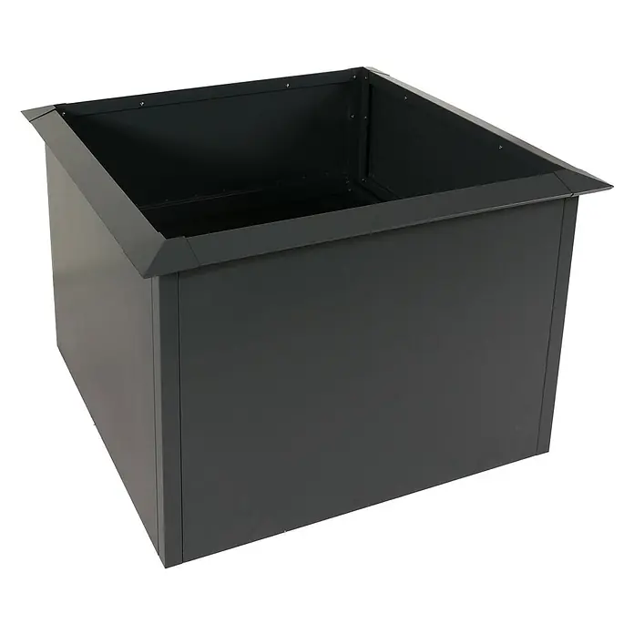 Proregal Hochbeet mit Schneckenkante - 110 x 110 x 78 cm, Metall, Grau - Dunkelgraues quadratisches Metall-Pflanzgefäß oder Hochbeet.