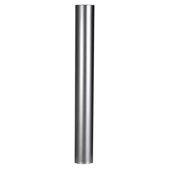Firefix Ofenrohr - Ø x L: 120 x 1.000 mm, Feueraluminiert, Silbergrau - Aufnahme eines glänzenden, zylindrischen Metallpfostens. Das Metall reflektiert Licht und erzeugt einen silbernen Glanz.