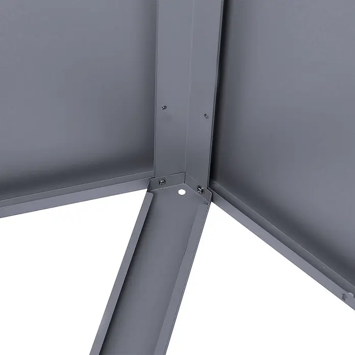 Proregal Hochbeet Metallhochbeet - Metall, Grau - Innere Ecke einer grauen Metallkonstruktion mit verschraubten Verbindungen.