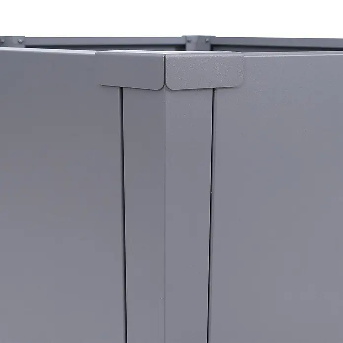Proregal Hochbeet Metallhochbeet - Metall, Grau - Graue Metallecke eines modularen Hochbeets, die das ineinandergreifende Paneeldesign zeigt.