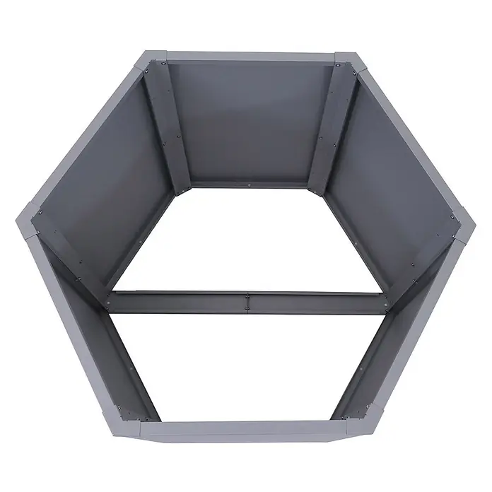 Proregal Hochbeet Metallhochbeet - Metall, Grau - Dunkelgrauer sechseckiger Metall-Hochbeetrahmen mit Querstrebe.