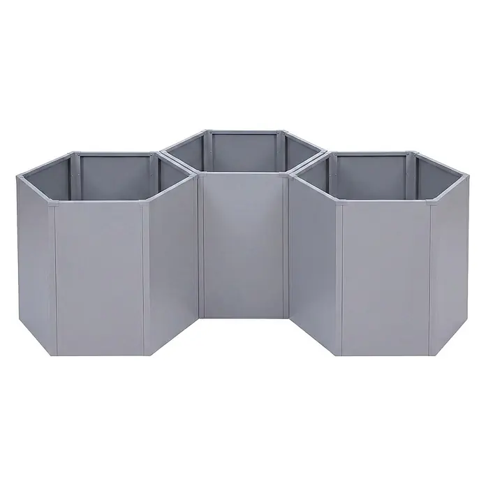 Proregal Hochbeet Metallhochbeet - Metall, Grau - Modulares graues sechseckiges Hochbeet-System mit drei verbundenen Abschnitten.